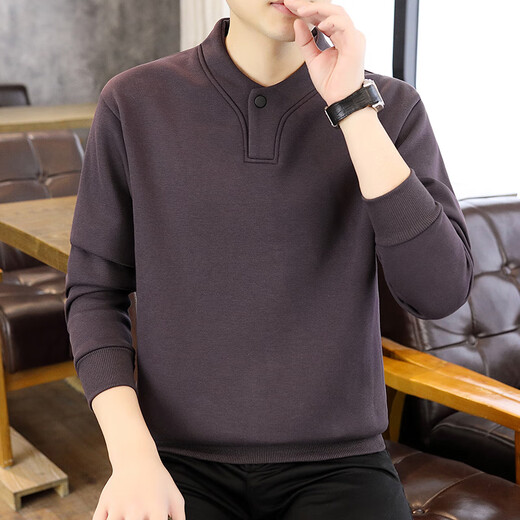 YISHion youth trendy sweatshirt men's half-turtle collar Henry collar bottoming shirt autumn and winter T-shirt spring top long-sleeved cotton feel comfortable dark gray 3XL