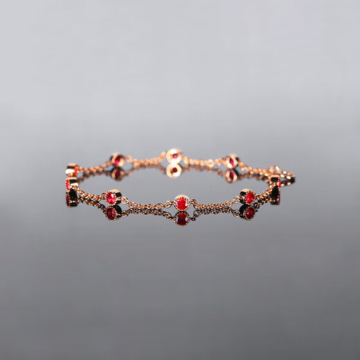 Junshi ruby bracelet 18K gold light luxury inlaid with stars holding the moon and colorful treasures for wife and girlfriend ruby bracelet