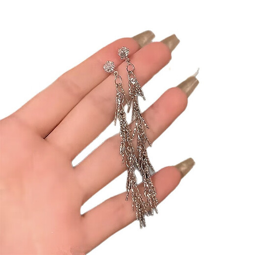 Platinum earrings for women, wheat tassels, high-end, luxury, niche earrings, earrings, earrings, mosquito coil discs, ear clips, gift, wheat tassels, earrings, pair