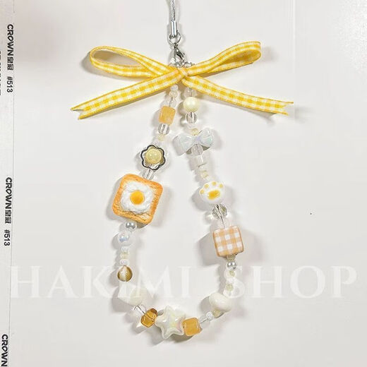 Original design cute yellow toast puppy kitten mobile phone lanyard ccd lanyard camera pendant bow small dog