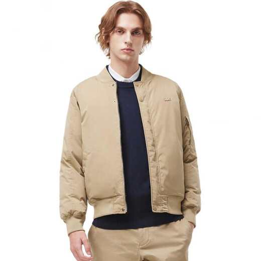 LACOSTE French crocodile FW23 solid color zipper reversible warm baseball collar down jacket men's camel camel CB8 one size fits all 48