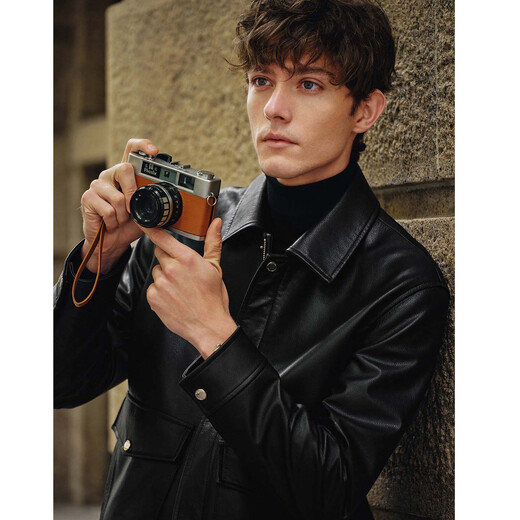 Navigare Italian dinghy men's genuine leather jacket 2025 autumn new first-layer cowhide jacket casual lapel jacket dark night black M