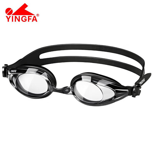 YINGFA swimming goggles HD anti-fog waterproof comfortable training flat large frame eye protection men and women swimming goggles black classic middle frame-pure black