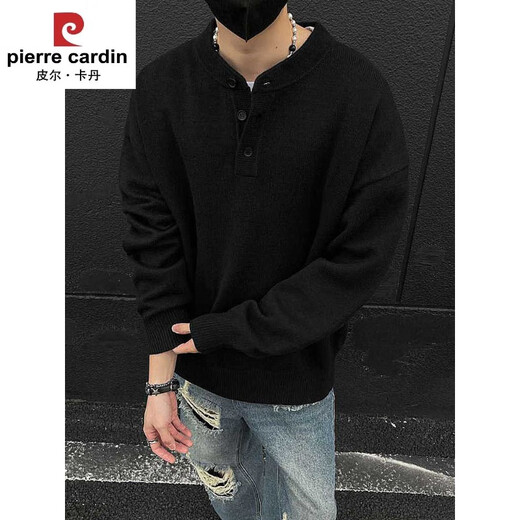 Pierre Cardin brand gray American Henry collar sweater men's early autumn high-end lazy style bottoming sweater cleanfit light gray Henry collar M (recommended 95-115Jin Jin equals 0.5 kg b