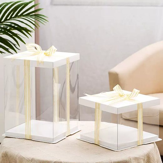 Yusen Yihong Cake Box 4 Four Inch Six Network Eight Transparent Ten 128 Double Layer Heightened 610 Flowers Birthday Gift White Bottom White Cover 50 Pieces 6 Inch Double Layer 22x22x24cm