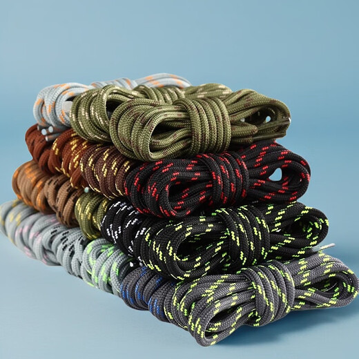 Outdoor hiking shoe laces round thick men and women wear-resistant travel shoes work shoes dad shoes Martin boots shoelace rope black and white 1 pair 120cm