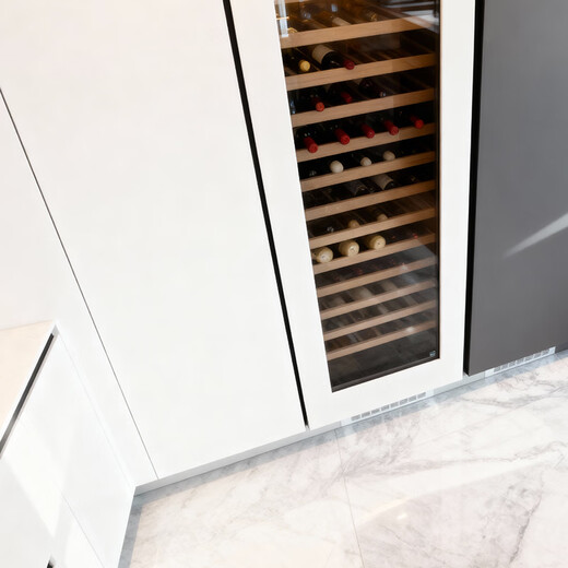 EREMITE JC235 household frequency conversion ultra-thin exterior door panel embedded red wine cabinet constant temperature wine cabinet air-cooled constant temperature and humidity cigar cabinet red wine and cigar all-in-one cabinet tea cabinet cold drink cabinet embedded single temperature/frequency conversion/external door/free heat dissipation and slight heat defogging 93 bottles