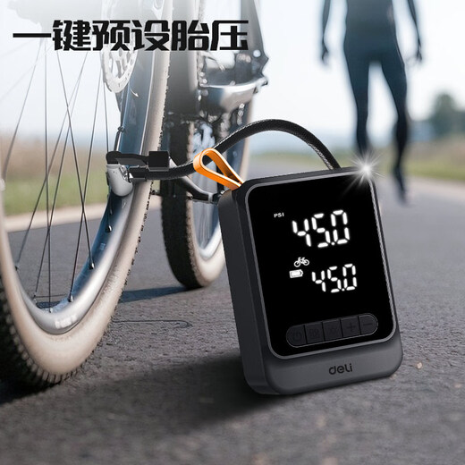 Deli Car Air Pump Inflatable Cycling Pump Car Air Pump Tire Pressure Detection Built-in Battery Bicycle