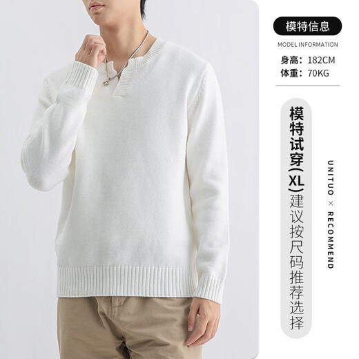 2025 Autumn New Henley Collar Sweater Knitted Long Sleeve Men's Trendy T-Shirt Bottoming Shirt Clothes T-shirt Men's Khaki 3XL