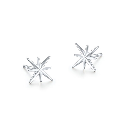 Mengjinyuan platinum earrings six-pointed star PT950 platinum genuine earrings as a birthday gift for your girlfriend, weighing about 0.85g