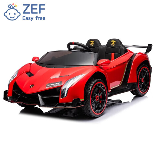 EZF Lamborghini children's electric car four-wheel sports car remote control male and female children's first birthday gift painted red