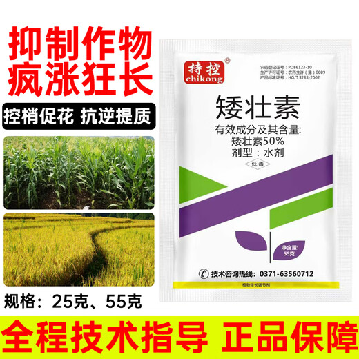 50% chlormequat, special dwarf plant to control vigorous growth, prevent excessive growth, resist lodging, regulate growth of cotton and vegetables 55g*3 bags