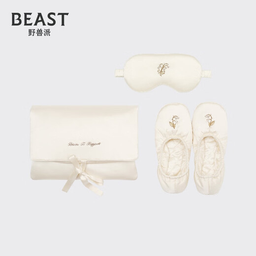 Brutalist BEASTTravel Little Lily of the Valley Pajama Set Silk Souvenir Silk Eye Mask-Light Pink