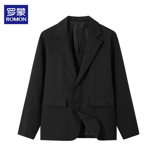 ROMON suit men's casual formal wear young and middle-aged newlywed groomsmen work professional business tops spring and autumn jacket black 3XL