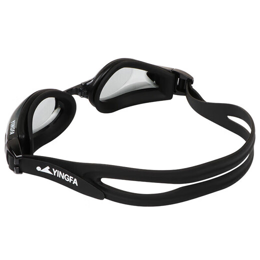 YINGFA swimming goggles HD anti-fog waterproof comfortable training flat large frame eye protection men and women swimming goggles black classic middle frame-pure black