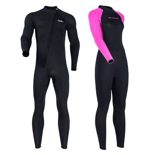 Triathlon Swimming Coldproof Gel Jacket Plus Size Couple 1.5MM Warm One-piece Diving Suit Men's Snorkeling Free Diving (Male) 132213 Black and Blue 1.5MM Back Open Short One-piece European Version S