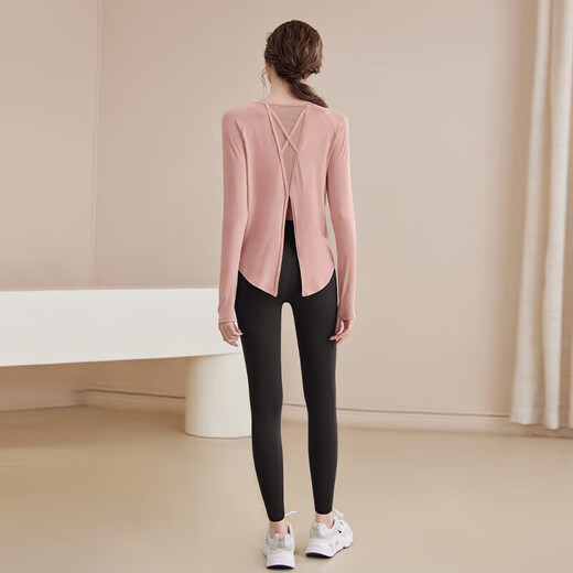 LULULOMDDW Yoga Wear Long Sleeve Suit Women's Autumn Loose Slim Fitness Wear Pilates Sports Mesh Blouse Top Women Sunset Pink Long Sleeve Top S