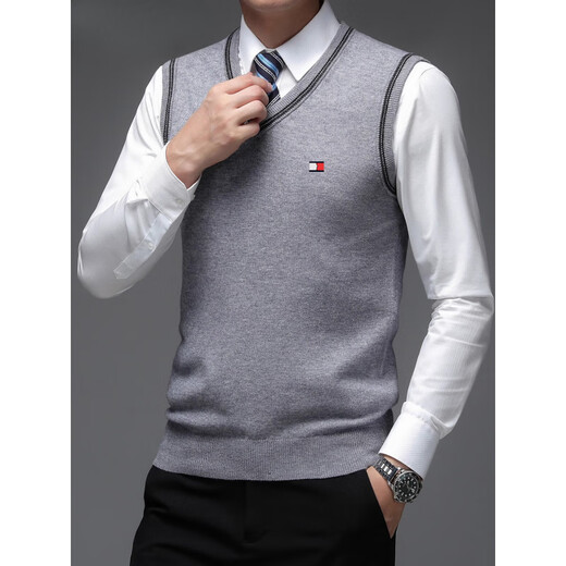 TOME BORNEK Tommy high-end men's vest autumn and winter new V-neck waistcoat pure wool vest business casual top Navy blue ready-made, counter quality M 165100-120Jin Jin equals 0.5 kg