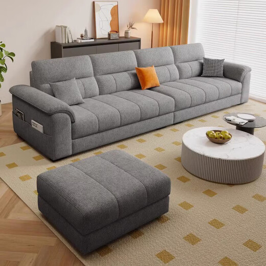 Bifumei modern simple leather living room sofa straight row anti-cat scratch versatile 2025 new sofa size apartment skin-friendly cotton and linen-sponge cushion 2.1 meters straight row three-seater