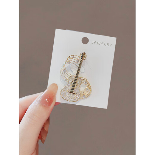 SNQP personalized niche design zircon musical note guitar brooch women's clothing accessories pin musical note guitar brooch