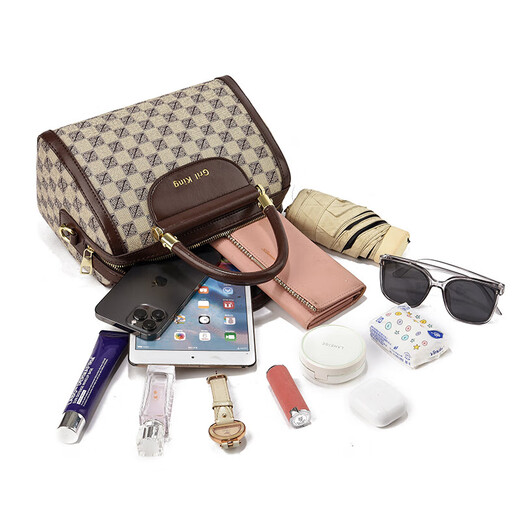 Genuine leather texture bag 2025 new classic fashion large-capacity handbag versatile pillow bag shoulder crossbody bag Z-shaped - brown