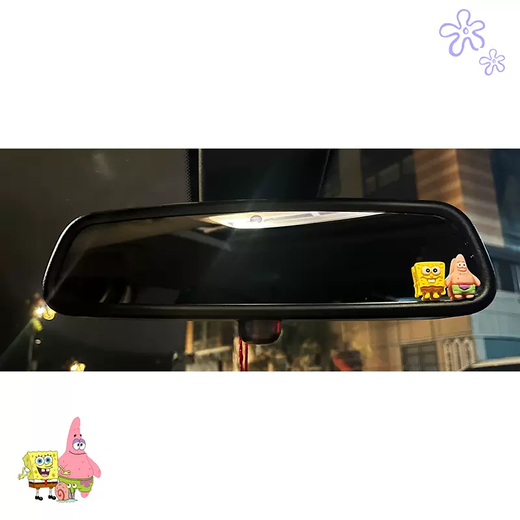 Yusenyi car rearview mirror reversing mirror decorative pendant doll car interior decoration creative three-dimensional cute instrument panel SpongeBob SquarePants free 3M glue