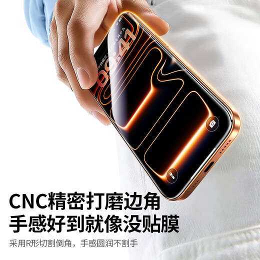 绿联【无黑边不挡屏】适用苹果17/16Pro钢化膜iPhone17/16Pro手机膜无边高清防摔防爆保护膜 2片装