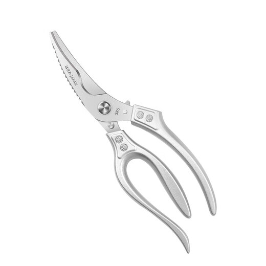 ELEPHAS PLUS German molybdenum vanadium steel chicken bone scissors easily cut chicken, duck and goose bones special scissors automatic rebound multifunctional kitchen scissors German multifunctional chicken bone scissors (silver)
