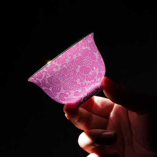 Jingdezhen official ceramic flower-flowered teacup Kung Fu tea set for home tea making master cup white porcelain tea drinking cup high-end gift brocade flower-flowered cup-Tianqing 1 piece