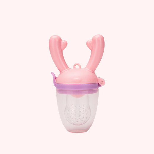 ZNMW Baby Bite Bag Baby Complementary Food Fruit and Vegetable Happy Fruit Eating Artifact Silicone Push Pacifier Eats Fruit Puree and Molars Teeth Fawn Style + Pink + Medium Net Random Color
