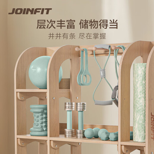 JOINFIT Wooden Gym Storage Rack Pilates Storage Rack Fitness Personal Training Gadget Yoga Studio Hanger Vertical Storage Rack Type B - Red Oak Color Completely Installed