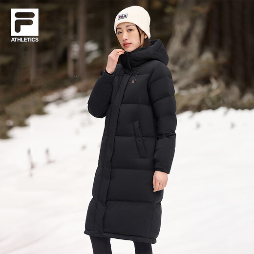 FILA official women's mid-length down jacket 2025 winter 90 goose down high-pile 740+ warm and cold-proof jacket