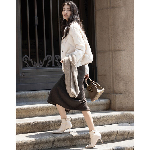 Demana warm winter small stove winter light luxury 90 duck down lapel three-layer craft laminated direct-fill women's down jacket