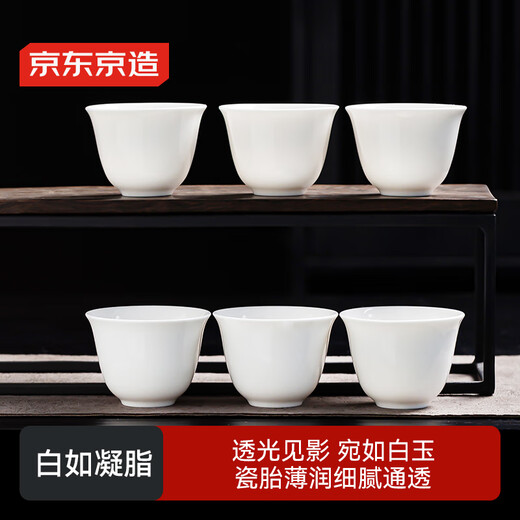 Made in Tokyo, tea sets, tea cups, Kung Fu tea sets, mutton fat jade cups, tea cups, simple office reception cups, 6 pieces