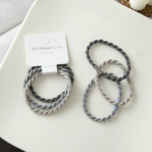 High elastic hair headband, gradient gray style, 3 thick, high elastic hair ties, rubber bands for hair, versatile hair ties, black and gray duck intestine style hair ties - 5 pieces in random colors