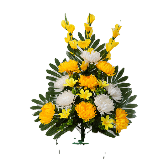 Jingga grave-sweeping fake flowers, silk flowers, fake flowers, Qingming Festival sacrificial flowers, plastic simulated chrysanthemum bouquets placed in front of graves, 19 Xiaoli chrysanthemums (yellow)