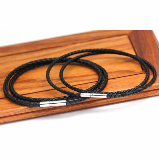 XD jewelry pendant lanyard jade pendant rope necklace rope men and women crystal pendant red and black braided cowhide rope 3mm black 60 cm