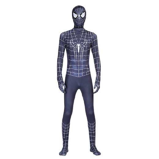 European and American Halloween costumes children's black Spider-Man jumpsuit adult Miles tights co Heroes Expedition mesh style one size 110