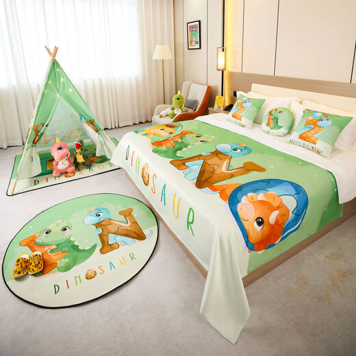 Yusenyi Hotel Hotel ovary bedside towel decoration arrangement bed cover theme holiday homestay cute children cartoon bed flag set off-zoo large triangle tent large tent + thick carpet