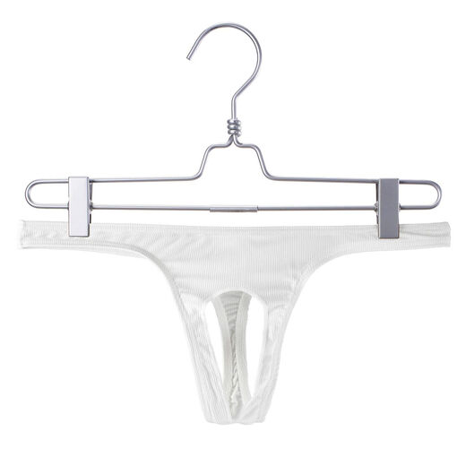 Crotchless underwear men's low-waist sexy hollow see-through front opening thong youth summer threaded sports T-pants white XL