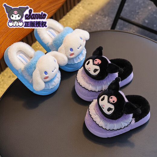 2025 new Sanrio winter girls' cotton slippers, warm and velvet Kuromi parent-child home children's cotton slippers, upgraded version of environmentally friendly material pink Melody slippers, size 12 36/37 (suitable for 35/36 feet)