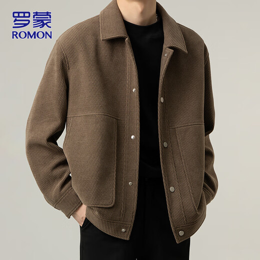 ROMON Jacket Men's Autumn and Winter Trendy Casual Loose Lapel Jacket Men's Versatile Clothes Men's Beige XL