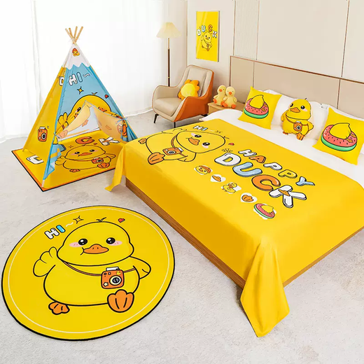 Yusenyi Hotel parent-child room bedside towel decoration layout children's cartoon bed cover theme holiday toys famous guest happy little fat duck standard version package 18 pieces