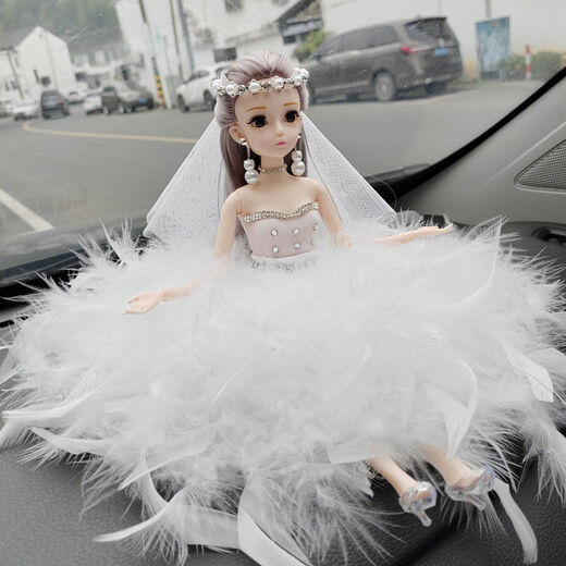 Goddess Litian Car Ornaments Interior Car Decorations Feather Wedding Dress Princess Doll Gift Barbie Doll Frost Princess White Feather Dress