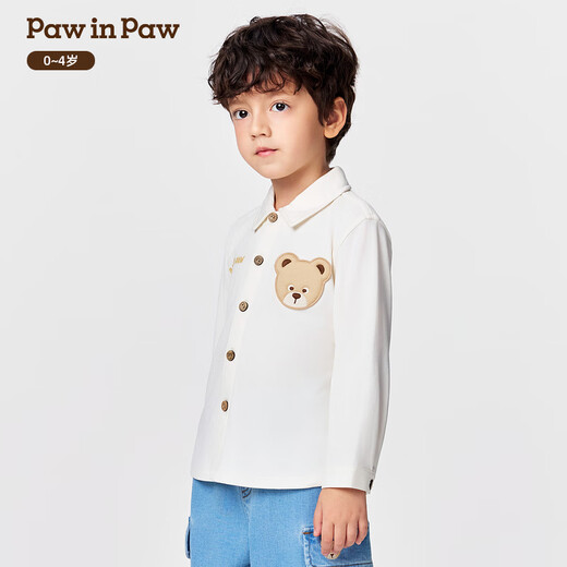 PawinPaw shopping mall same style cartoon bear children's clothing 25th autumn new baby boy casual shirt Ivory ivory/39 90