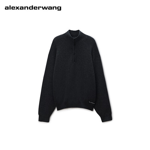 Alexander Wang new winter product alexanderwang Alexander Wang official men's henley sweater knitted long-sleeved top graphite XS