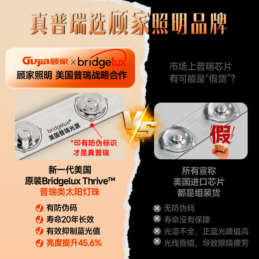 Gujia LED ceiling lamp eye protection Puri light source imitation crystal living room bedroom lamp 40cm round - three colors including installation