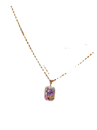 Internet celebrity live broadcast secret garden set, romantic and colorful jewelry ring, fully inlaid with 18K gold plated tanzanite pendant for women, garden ring, opening adjustable