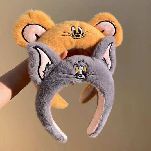 Delori high-head headband autumn and winter cute cartoon cat and mouse face wash headband wash and apply facial mask makeup hair bundle hairpin cat ring headband
