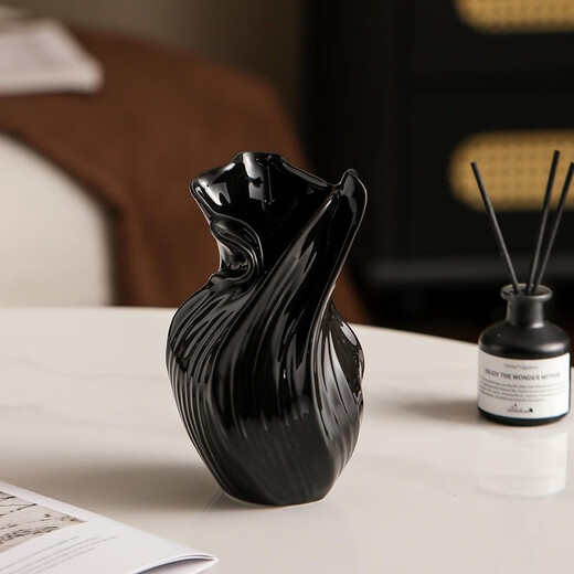 IXJSN Nordic Creative Ceramic Vase Rotating Beauty Ornament High-end Living Room Entrance Desktop Dining Table Dried Flower Decoration B Art Abstract Vase Can Store Water Plain Color